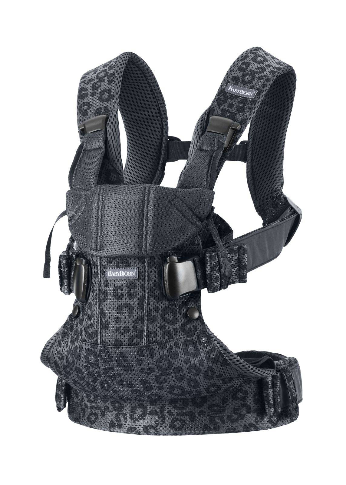 BABYBJORN ONE AIR 3D MESH - nosidełko, Antracyt/Leopard