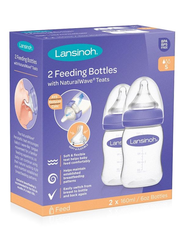 Lansinoh - Feeding Bottle 2 x 240 ml + NW Teat - Butelka do karmienia 2 x 240 ml ze smoczkiem NaturalWave