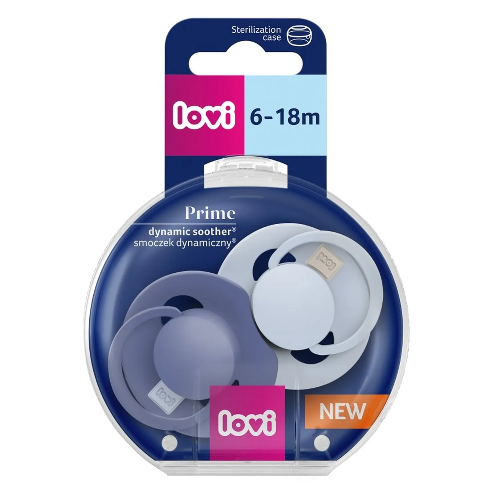 Smoczek silikonowy dynamiczny LOVI Prime 6-18m 2 szt Baby Blue/Blue