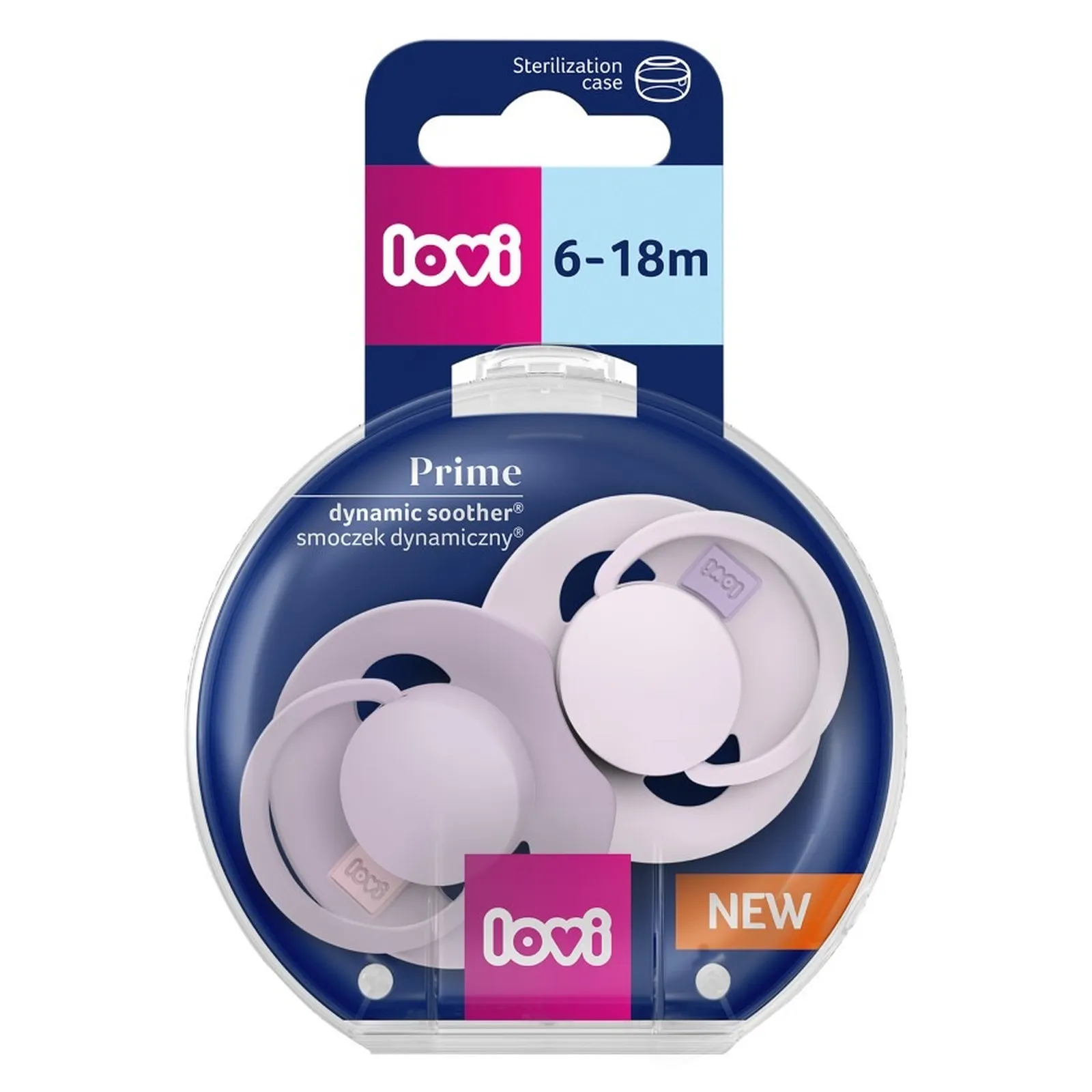 Smoczek silikonowy dynamiczny LOVI Prime 6-18m 2 szt Lilac/Violet