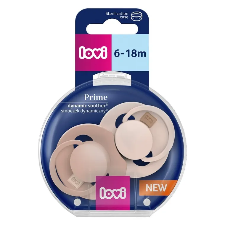 Smoczek silikonowy dynamiczny LOVI Prime 6-18m 2 szt Nude/Blush