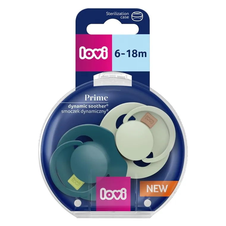 Smoczek silikonowy dynamiczny LOVI Prime 6-18m 2 szt Pistachio/Green
